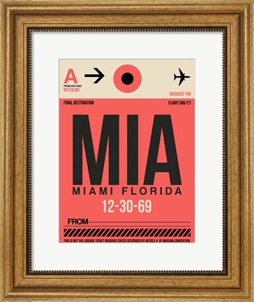 Framed MIA Miami Luggage Tag 1 Print