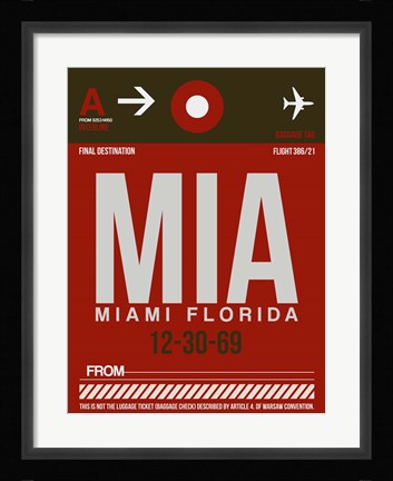 Framed MIA Miami Luggage Tag 2 Print