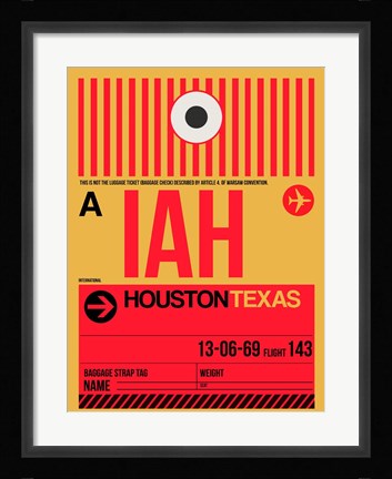 Framed IAH Houston Luggage Tag 1 Print