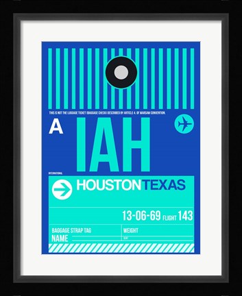 Framed IAH Houston Luggage Tag 2 Print