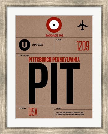 Framed PIT Pittsburgh Luggage Tag 1 Print