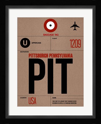 Framed PIT Pittsburgh Luggage Tag 1 Print