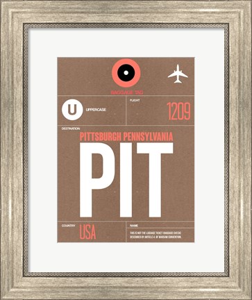 Framed PIT Pittsburgh Luggage Tag 2 Print