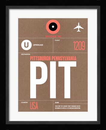 Framed PIT Pittsburgh Luggage Tag 2 Print