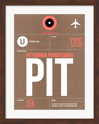 Framed PIT Pittsburgh Luggage Tag 2 Print