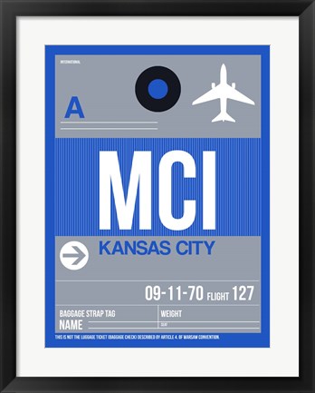 Framed MCI Kansas City Luggage Tag 2 Print