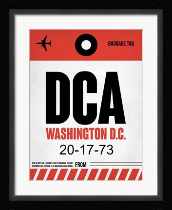 Framed DCA Washington Luggage Tag 1 Print