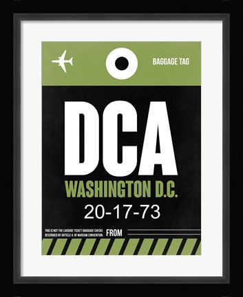 Framed DCA Washington Luggage Tag 2 Print