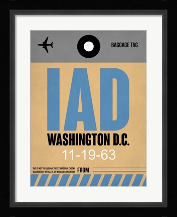 Framed IAD Washington Luggage Tag 1 Print