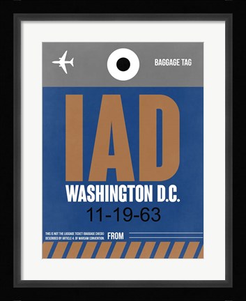 Framed IAD Washington Luggage Tag 2 Print