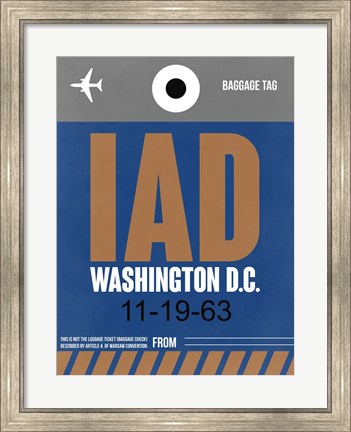 Framed IAD Washington Luggage Tag 2 Print