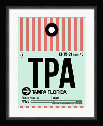 Framed TPA Tampa Luggage Tag 1 Print