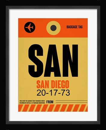 Framed SAN San Diego Luggage Tag 1 Print
