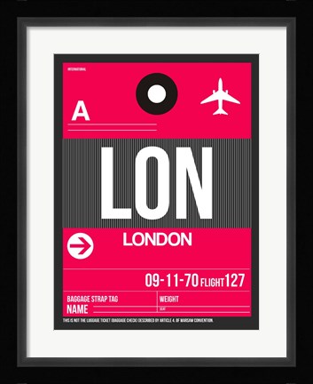 Framed LON London Luggage Tag 2 Print