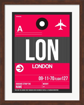 Framed LON London Luggage Tag 2 Print