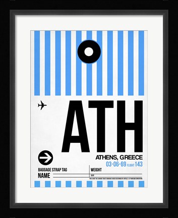 Framed ATH Athens Luggage Tag 1 Print