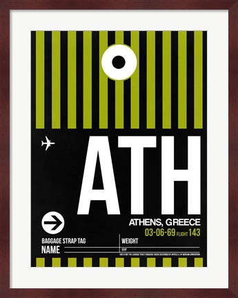 Framed ATH Athens Luggage Tag 2 Print