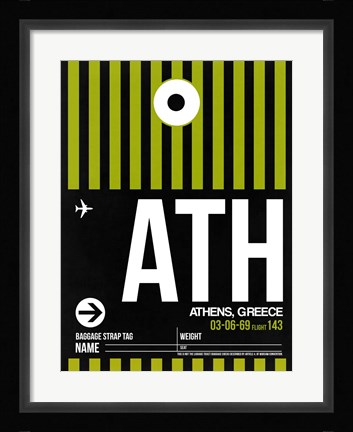 Framed ATH Athens Luggage Tag 2 Print