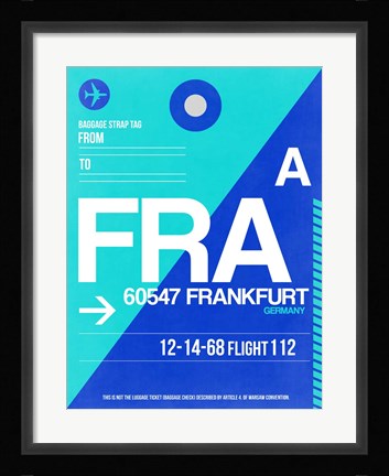 Framed FRA Frankfurt Luggage Tag 1 Print