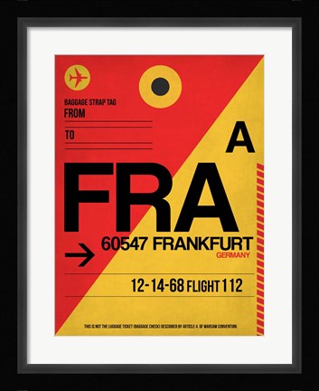 Framed FRA Frankfurt Luggage Tag 2 Print