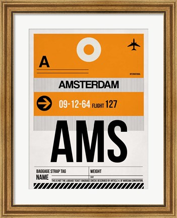 Framed AMS Amsterdam Luggage Tag 2 Print