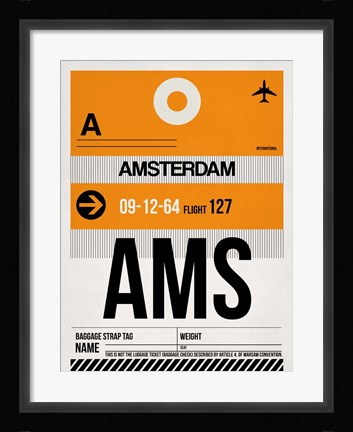 Framed AMS Amsterdam Luggage Tag 2 Print