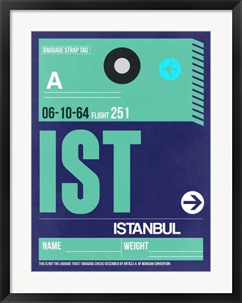 Framed IST Istanbul Luggage Tag 1 Print