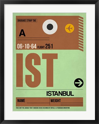 Framed IST Istanbul Luggage Tag 2 Print
