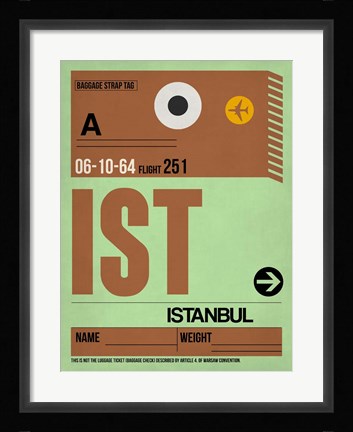 Framed IST Istanbul Luggage Tag 2 Print