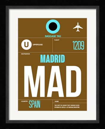 Framed MAD Madrid Luggage Tag 1 Print