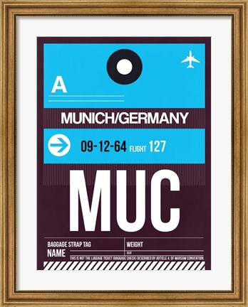 Framed MUC Munich Luggage Tag 1 Print