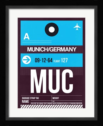 Framed MUC Munich Luggage Tag 1 Print