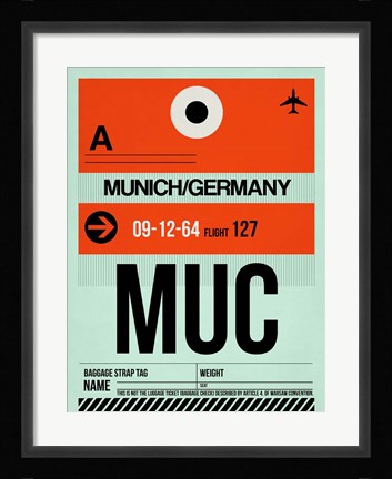 Framed MUC Munich Luggage Tag 2 Print