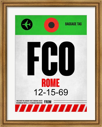 Framed FCO Rome Luggage Tag 1 Print