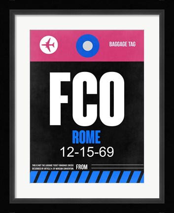 Framed FCO Rome Luggage Tag 2 Print