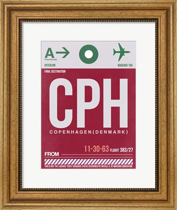 Framed CPH Copenhagen Luggage Tag 2 Print