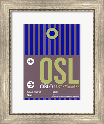 Framed OSL Oslo Luggage Tag 2 Print