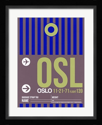 Framed OSL Oslo Luggage Tag 2 Print