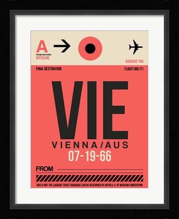 Framed VIE Vienna Luggage Tag 1 Print