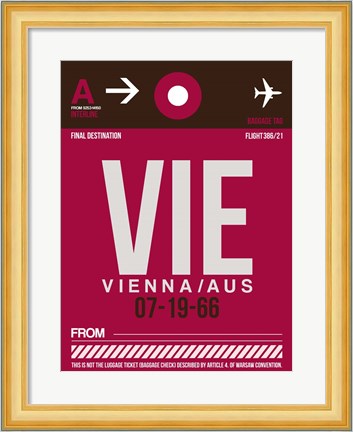 Framed VIE Vienna Luggage Tag 2 Print