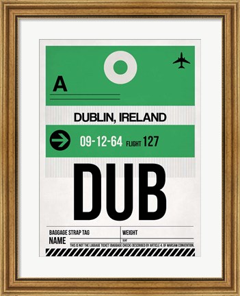 Framed DUB Dublin Luggage Tag 1 Print