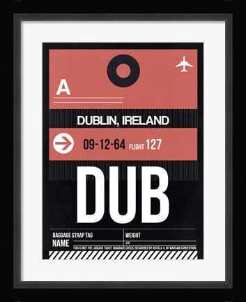 Framed DUB Dublin Luggage Tag 2 Print
