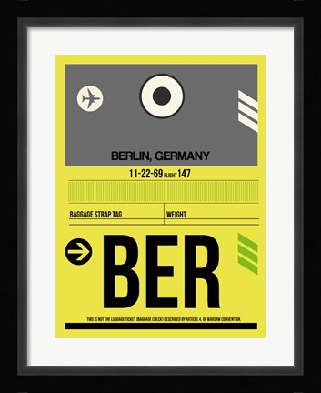 Framed BER Berlin Luggage Tag 1 Print