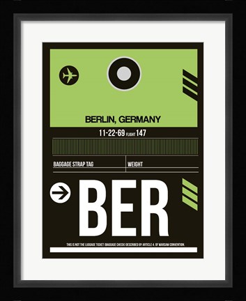 Framed BER Berlin Luggage Tag 2 Print