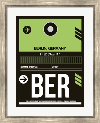 Framed BER Berlin Luggage Tag 2 Print