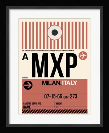 Framed MXP Milan Luggage Tag 1 Print