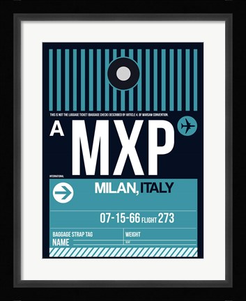 Framed MXP Milan Luggage Tag 2 Print