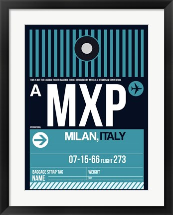 Framed MXP Milan Luggage Tag 2 Print