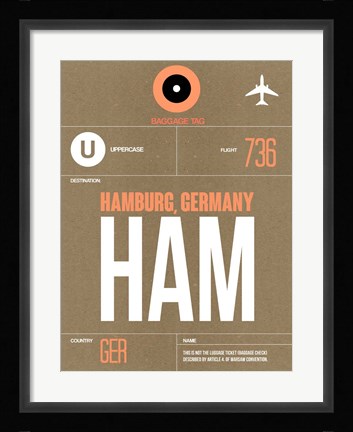 Framed HAM Hamburg Luggage Tag 2 Print