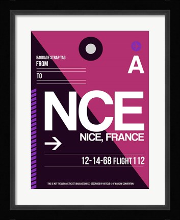 Framed NCE Nice Luggage Tag 1 Print